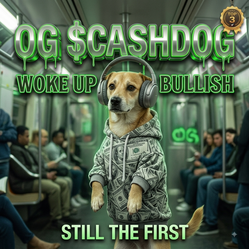 OG $CashDOG woke up bullish mascot artwork
